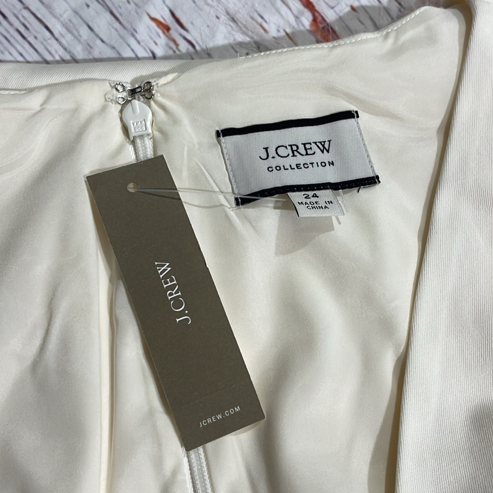 NWT J. Crew Collection Cream Cutout puff-sleeve dress in cotton twill - Picture 4 of 10